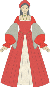 Flat Detailed Woman in Tudor Gown